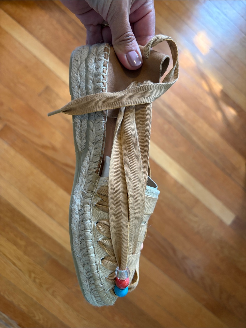 NWT Beige Beaded Espadrille Slip-On - SOC